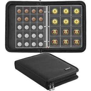 Coin Collection Book for Collector,260 Pockets Fireproof Coin Collection Holder Album,Coin Collection Organizer Storage Box Case Album for 20/25/ 27/30/ 38mm Coins, Black