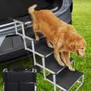 Amazon.com : Jovrun Foldable Dog Car Ramp for Large Dogs, 5 Steps Portable Large Dog Steps for Car Truck SUV High Bed, Aluminum Stairs with Non-Slip Surface, Outdoor Ramp Stairs for Dogs Max Up to 200lbs : Pet Supplies