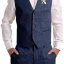 Dsteng Mens Linen Suit 2 Piece Short Suits for Men Casual Summer Beach Wedding Suit Linen Vest Shorts Set, 4XL