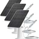 Solar Panel Charger Compatible with Eufycam 3/3C/2C/2C Pro/E40/E20/2/2 Pro/E/L20/L40/Solo/SoloCam Spotlight, 5W Solar Panel for Eufy Camera, Micro USB & USB-C Port, 9.8ft Cable, P65 Waterproof, 3 Pack