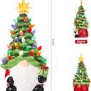 Gnomes Ceramic Christmas Tree 12inch Hand Painted Pre-Lit Gnomes Ceramic with 46 Multicolored Lights for Fireplace Bedroom Night Table Valentine's Day Gift St. Patrick's Day Decoration