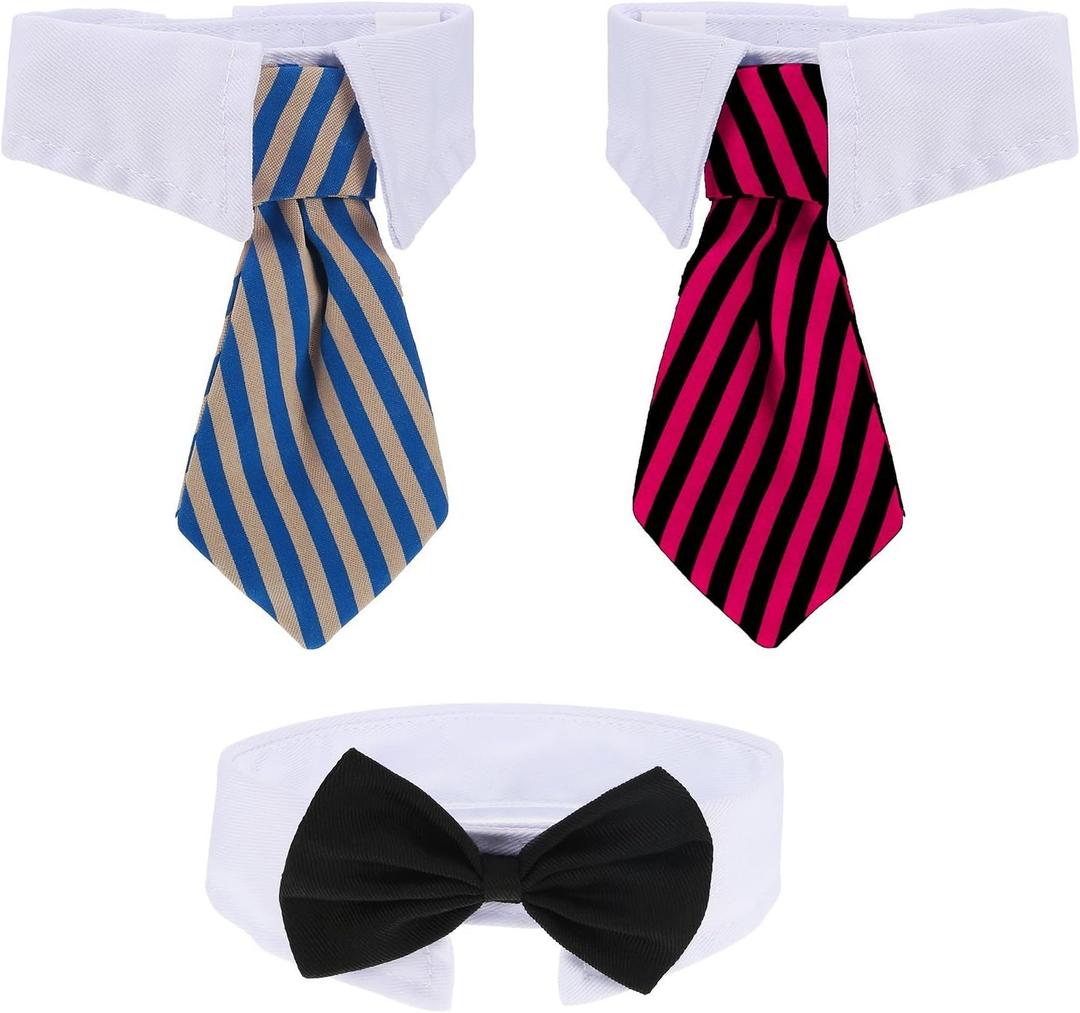 Shappy 3 Pieces Adjustable Pets Dog Cat Bow Tie Pet Costume Necktie Collar for Small Dogs Puppy Grooming Accessories (S)