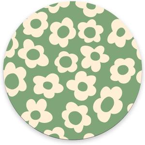Mouse Pad, Premium-Textured Small Round Mousepad 7.9 x 7.9 x 0.12 Inch, Anti-Slip Rubber Mouse Mat, Pretty Cute Mouse Pad for Office Home Gaming Laptop Men Women,Vintage Groovy Green Flowers
