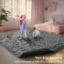 Grey Area Rugs for Bedroom Living Room, 4x6 Soft Large Fluffy Fuzzy Shag Plush Furry Grey Carpet, Soft Indoor Floor Mat for Kids Nursery Home Dorm Office Decor Aesthetic
