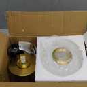 Mid Century Modern Table Lamp with Golden Pillar Bedside Night Light White Glass Globe Table Lamp for Bedroom Living Room and Office