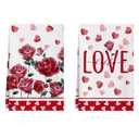 XCHI Watercolor Roses Flowers Love Hearts Valentine's Day Kitchen Towels Dish Towels 18x26 Inch Home Kitchen Decorations Hand Towels Set of 2 Drying Dishcloth