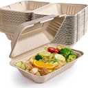 ECOLipak 72 Pack Clamshell Take Out Food Containers, 100% Compostable To Go Containers Disposable, 9X6 inch Heavy-Duty To Go Boxes, Eco-Friendly Biodegradable To Go Containers For Food