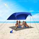 Beach Tent Sun Shelter UPF50+ with Sandbags, Sand Shovel & Windproof Poles - Portable Pop Up Canopy for Beach, Camping, Picnics, Backyard & Fishing (Royal Blue,6.9x6.5FT)