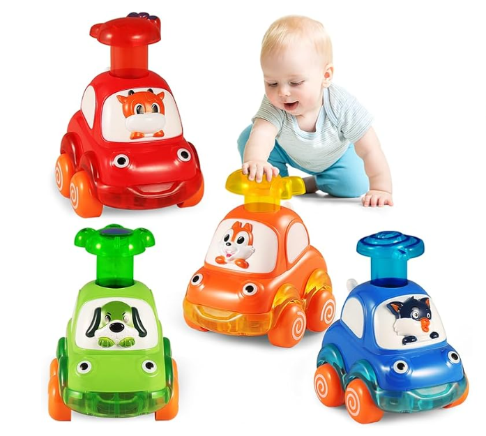 Baby Car Toys for One Year Old Boy Birthday Gift, Push and Go Cars for Toddlers 1-3 Newborn Infant 4pcs Vehicles Set for Kid 12-18 Months Toddler Toys First Birthday Gifts for 1-3 Year Old Boys Girls