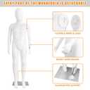 Child Mannequin Full Body, Children Dress Form Adjustable Faceless Mannequin Torso, Realistic Adjustable Detachable Manikin Body Display with Metal Base for Kids 51.2 Inches