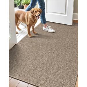 LUMI Indoor Door Mat 36"x56", Ultra Thin Low Profile Non-Slip Doormat for Home Entrance, Absorbent & Stain-Resistant Welcome Mats, Washable Entryway Mat for Front Door, Patio, Porch, Khaki