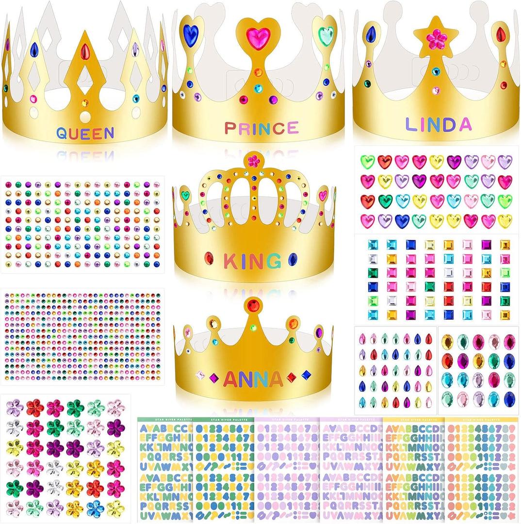 Gold Paper Crowns, Diy Birthday King Crowns Craft to Decorate, Paper Prince Princess Crown Hats for School Classroom