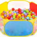 Eocolz Kids Ball Pit Large Pop Up Toddler Ball Pits Tent for Toddlers Girls Boys for Indoor Outdoor Playhouse Baby Playpen w/Zipper Storage Bag, Balls Not Included (Blue Yellow Red Green)
