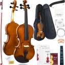 Violin 4/4 Full Size Kit, Violin Fiddle Set for Beginner Adults Students with Rosewood Bow, Violin Case, Shoulder Rest, Extra Strings and Bridge(Plywood, Full)