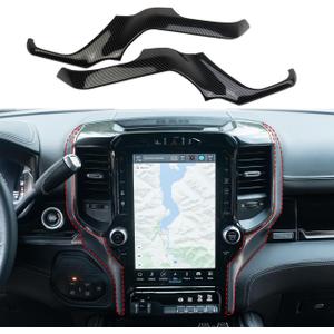 Korlot Central Control Navigation Screen Side Cover Trim for Dodge Ram 1500 2500 3500 2019-2026 (Carbon Fiber Pattern)