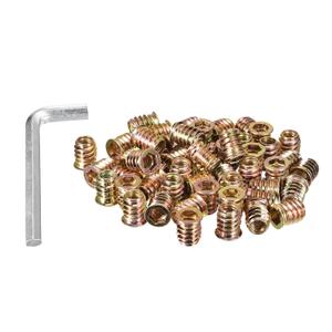 uxcell 3/8-16 x 20mm Threaded Inserts Nuts, 100pcs Threaded Inserts for Wood Furniture, Interface Hex Socket Drive Wood Insert Nuts with Hex Wrench