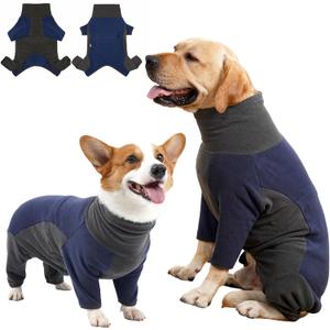 Dog Winter Coat Soft Fleece Dog Clothes for Cold Weather, Warm Dogs Pullover Pajamas Cozy Cold Weather Jacket Full Body Suit Windproof Fleece Sweater for Dogs Walking Hiking Sleeping (Blue L)