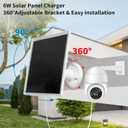 6W Solar Panel Charger, Solar Panel with Micro USB & USB-C Port for DC 5V Outdoor Rechargeable Battery Camera, IP66 Waterproof, 360 Adjustable Security Mount, 1PC