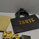 5 Senses Gift Bags For Him Her With Labels Tissue Paper and Handles, Comes With Birthday Decoration Rose Petals and Happy Birthday Banner Balloons for Christmas (Black Gold, 12.6 x 8.7 x 4 inch)