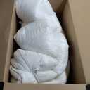 Down Fiber Comforter King Size, All Season Duvet Insert Feather Downfiber Filled, Cotton Luxury Hotel Collection with Corner Loops (Off-white)