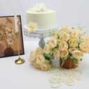 12 Bundles Fake Artificial Peonies Silk Flowers Fake Peony Bouquet Faux Peonies Flowers Bulk for Decoration Florals Arrangements Wedding Home Party Table (Champagne)