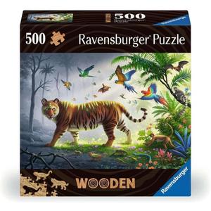 Ravensburger Jungle Tiger 500-Piece Vibrant Wooden Jigsaw Puzzle | Stress-Reducing Fun | Eco-Friendly Materials | Whimsical Pieces