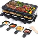 Electric Raclette Grill & Korean BBQ - 8 Non-Stick Cheese Trays, 1300W with Temperature Control, Dishwasher-Safe Indoor Grill for Family Gatherings & Interactive Dinner Parties