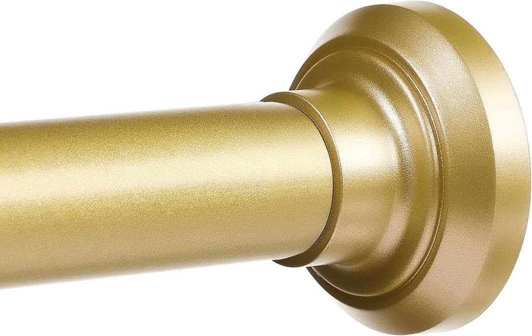 ENJOYBASICS Shower Curtain Rod 30 to 64 Inches, 1 Inch Stainless Steel Adjustable Spring Tension Rods No Drill for Bathroom, Closet, Window, Room Divider, Never Rust, Non Slip, Gold