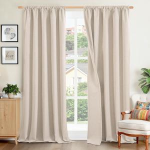 BGment Linen Blackout Curtains for Bedroom, 84 Inches Long Black Out Drapes Room Darkening with Rod Pocket for Living Room Insulated, 2 Panels, Each Panel 52 Inch Wide