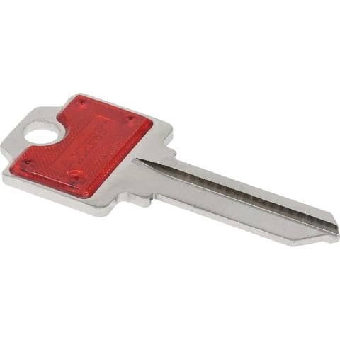 2 Hillman Color-Plus uncut key blanks in blue (model 67) and red (model 89)