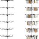 Hypergiant Retail Display Stand 7 Tier Rotating Rack For Store Display Shelves, Jewelry Keyring Socking Hats, Movable Shop Spinner for Toys Show, Black, Adjustable height