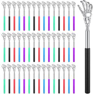 50 Pieces Back Scratchers Telescoping Back Scratcher Bulk for Women Men Skull Hand Shaped Extendable Stainless Steel Massage Tool for Adults Christmas Gift