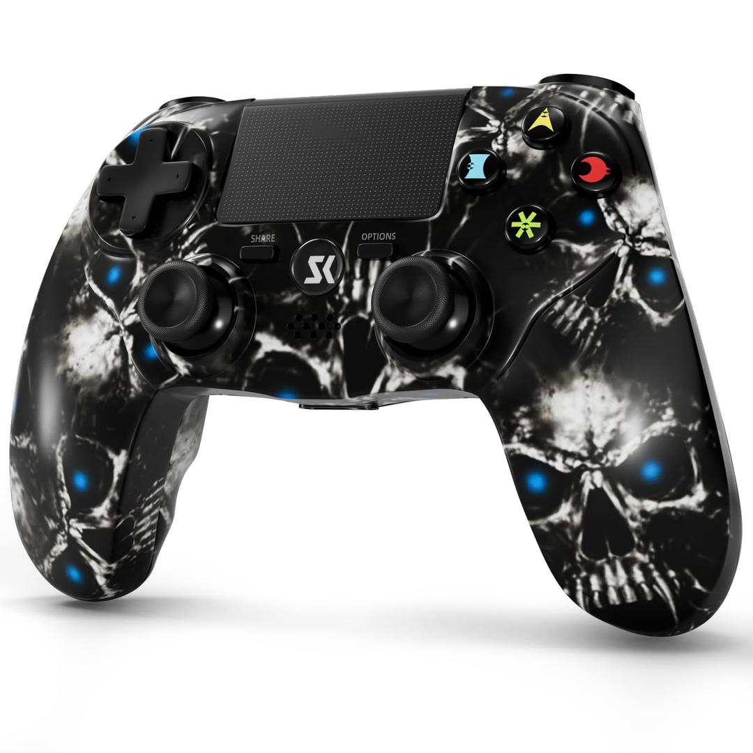 2 Pack Wireless Controller for PS4, Controller for Sony PlayStation 4, Double Shock 6-Axis Motion Sensor, Sensitive Touch Pad, Built-in Speaker & 3.5mm Headset Jack, Compatible with PS4/Pro/Slim (Black)