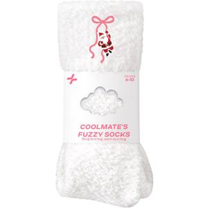 CoolMate GLOBAL Fuzzy Socks for Women Valetines Gift Box, Cozy, Soft, Stocking Stuffers, Comfy Cloud-Like Socks for Spa,Home (C-01. Santa White)