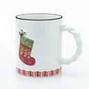 Christmas Coffee Mugs, 17 oz Ceramic, Holiday Snow Design, White