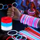 Red White Blue Glow Sticks Bulk 60 Pack with 70 Accessories, 4th of July Patriotic Party Supplies, Memorial Day Glow Bracelets & Necklaces for Kids Adults