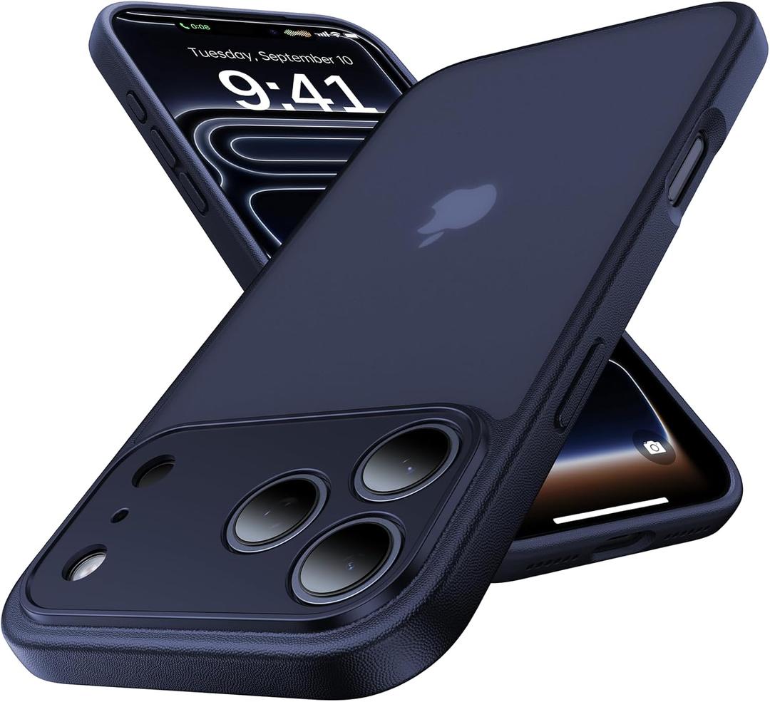 for iPhone 17 Pro Max Case, [Ribbed Non-Slip Sides] [Military-Grade Drop Protection] [Full Camera Protection] Anti-Yellow Soft-Touch Shockproof Slim Phone Case for iPhone 17 Pro Max, TitaniumBlue