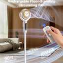 12000mAh Battery Powered Air Circulator Fan, 3-in-1 Height Adjustable Floor/Table/Desk Oscillating Pedestal Fan with LED Light, 20dB Quiet Cordless Rechargeable Cooling Fan for Bedroom Outdoor, 58.4"