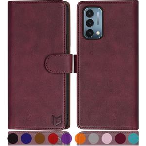 SUANPOT for Oneplus Nord N200 5G with RFID Blocking Leather Wallet case Credit Card Holder,Flip Folio Book Phone case Shockproof Cover Women Men for Oneplus Nord N200 5G case Wallet Red