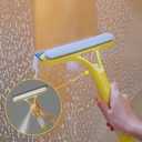 BrightSwipe Glass Cleaner, 3 in 1 Window Squeegee Cleaner with Spray Bottle and Scrubber  Multi-Function Glass Cleaning Tool for Shower, Car, Mirrors, Tile, and Home Windows (Yellow)