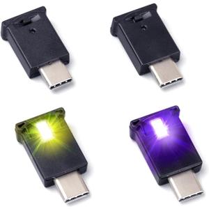 AOZITA Mini USB Type C LED RGB Light Brightness Adjustable 8 Color Changeable for Car, Laptop, Keyboard. Atmosphere Smart Type-C Night Lamp for Home Decoration (Quantity: 4) (USB-C(Qty:4))