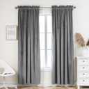 PLEASANT BOULEVARD Grey Velvet Curtains 95 inch Long Heavyweight Blackout Curtains Rod Pocket Thermal Insulated Darkening Window Drapes for Bedroom Living Room, W52 x L95, 2 Panels