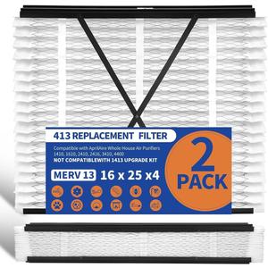 IYOUYA 2 Pack 413 Replacement Filter Compatible with AprilAire Whole House Air Purifier 1410, 1610, 2410, 2416, 3410, 4400, MERV 13, 16 x 25 x 4 Air Filter