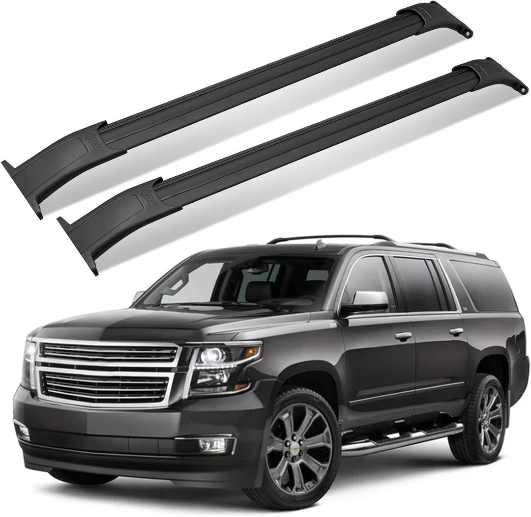 Max Loading 220LB Heavy Duty Aluminum Roof Rack Cross Bar Compatible with 2015-2020 GMC Yukon & Yukon XL, Chevrolet Suburban & Tahoe, Cadillac Escalade & Escalade ESV Heavy Duty Roof Rails Crossbar