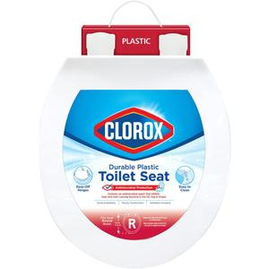 Clorox Round Beveled Plastic Toilet Seat with Easy-Off Hinges  Wiggle-Free Design