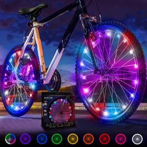 Activ Life 2-Tire Pack LED Bike Wheel Lights with Batteries Included, Get 100% Brighter and Visible from All Angles for Ultimate Safety and Style (Galactic)