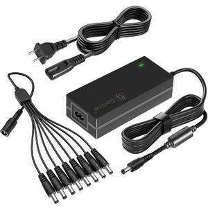 Security Camera AC DC Power Supply Adapter 12V 5A, Compatible with 12Volt Lorex, Night Owl, Swann, ZOSI, Reolink, Annke IP and BNC CCTV Surveillance Cameras, with 8 Ways Splitter Cable.