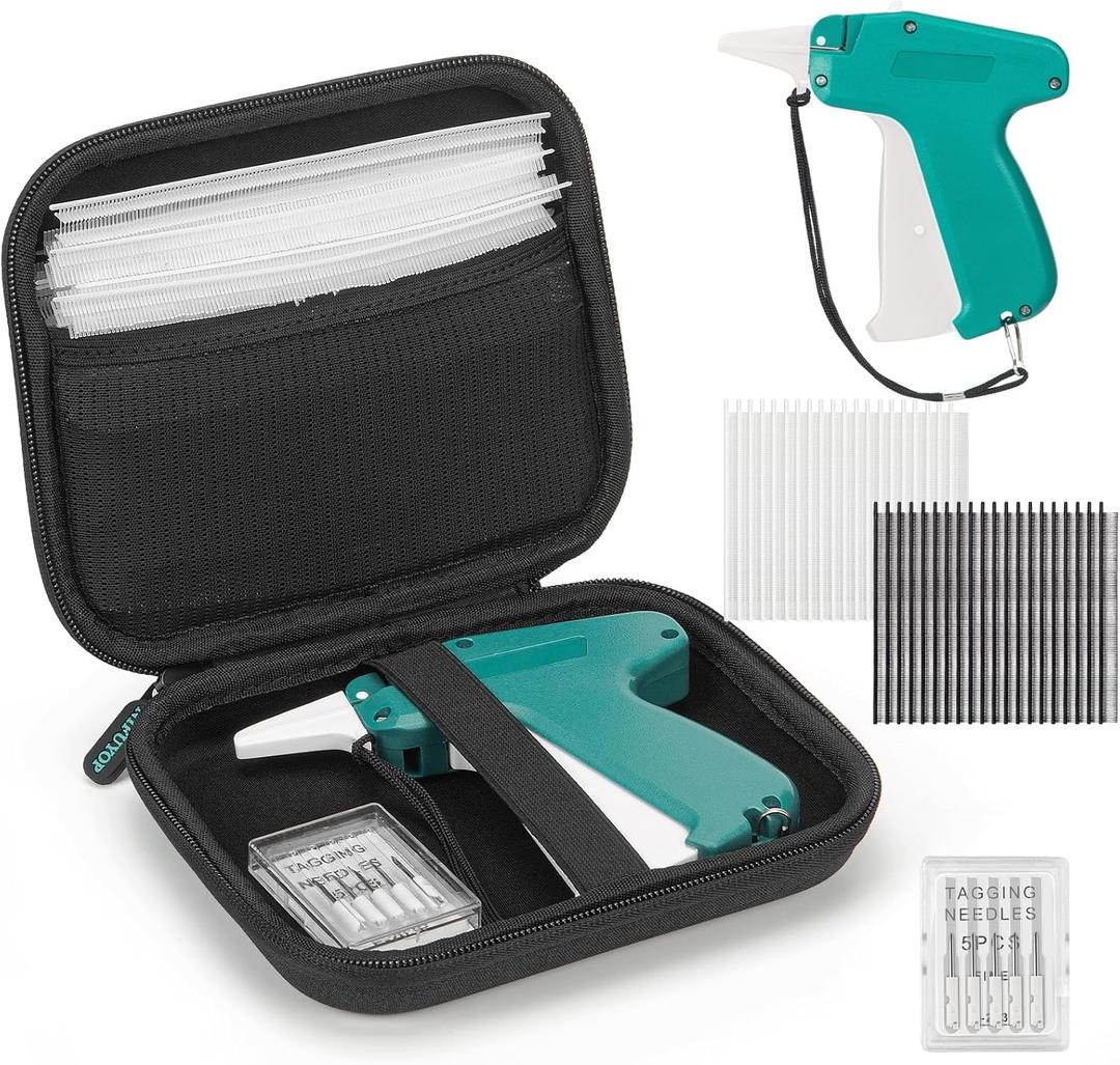 Mini Stitch Gun for Clothes, Mini Clothing Stitch Gun Speedy Cloth Fixer, Quick Cloth Sewing Stitch Gun, NIFUYOP Tagging Gun Kit with 2500 Black & 2500 White Fasteners, 6 Needles and Hard Case