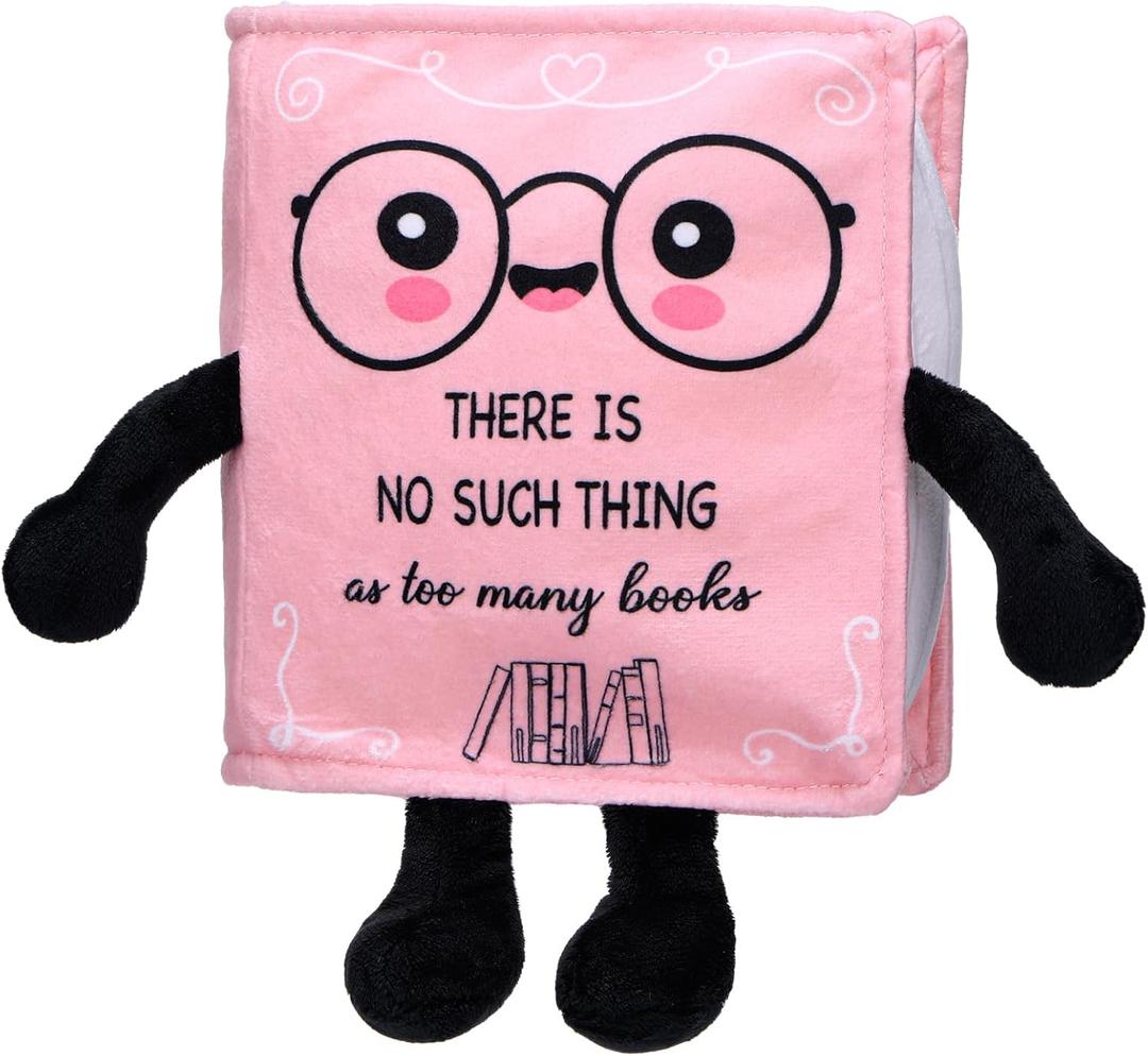 Book Plushies Book Lover Gifts Cute Stuffed Plush for Women Bookish Bookworm Reader Teacher Librarian Gifts for Library Office Bedroom Bookshelf(Pink,No Such Thing)