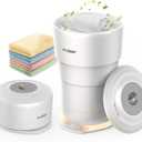 Foldable Towel Warmer for Bathroom, 21L Large Capacity Hot Towel Warmer - Fits 2 Oversized Towels, Blankets, Bathrobes, Spa-Like Towel Heater with 4 Timers, Auto Shut Off and Ambient Lighting (White)